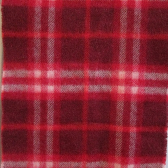new BURBERRY Red Cashmere women's scarf fringes to fringes  56" x 8.5" - Picture 6 of 9